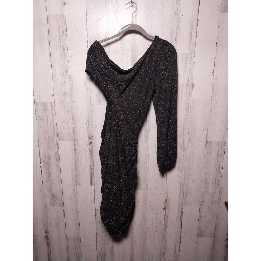 Willow & Root Black Sparkle One Shoulder Mini Dress Medium NWT